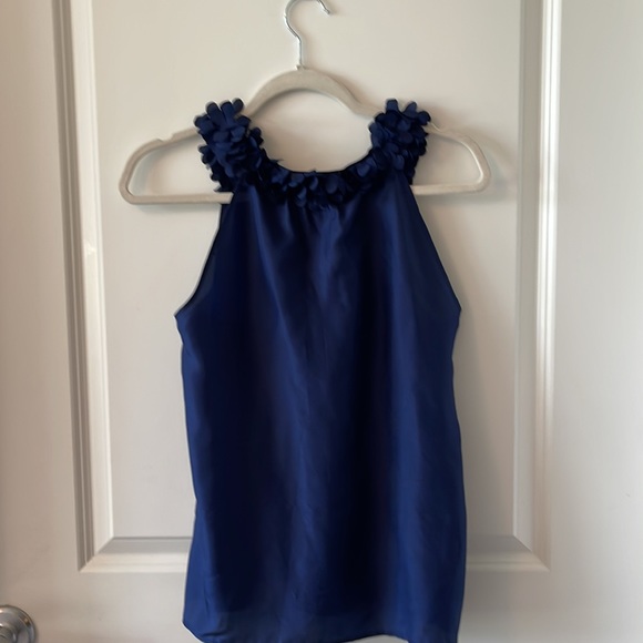 Navy Blue sleeveless button down blouse with decorative neck, J.Crew size 6 - Picture 3 of 5